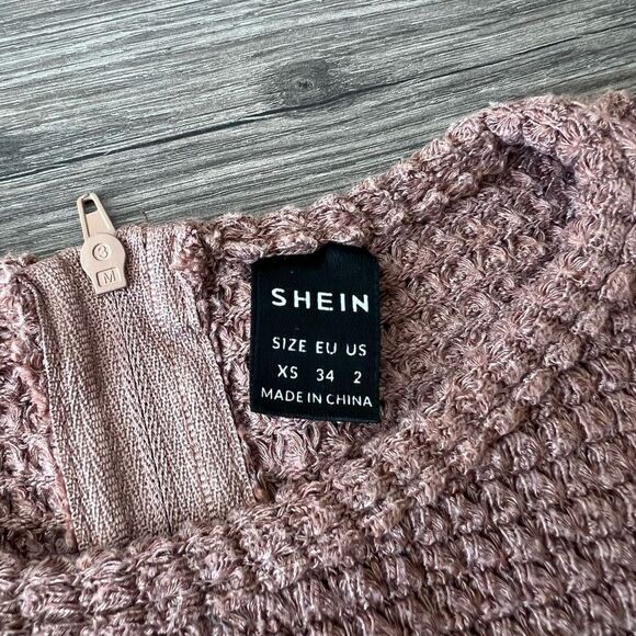 SHEIN Size Small Waffle Knit Crop Tank Top Womens Sleeveless Slim Back-Zip Brown - Picture 2 of 3